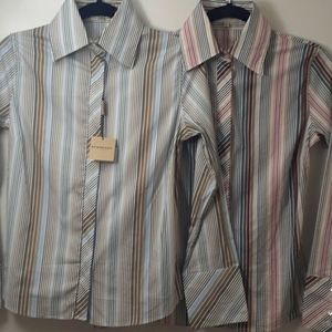 Two Burberry Striped Button Down Shirts
